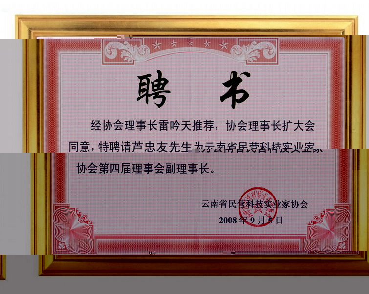 第四屆理事會副理事長證書